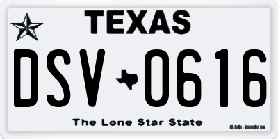 TX license plate DSV0616
