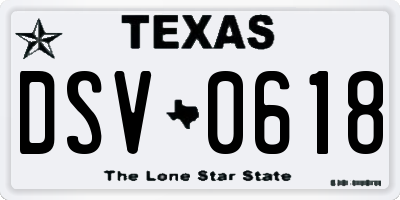 TX license plate DSV0618