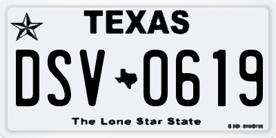 TX license plate DSV0619