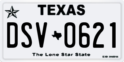 TX license plate DSV0621