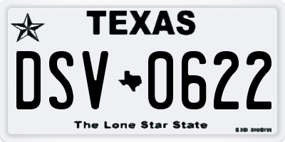 TX license plate DSV0622