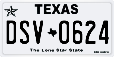 TX license plate DSV0624