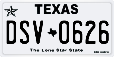 TX license plate DSV0626