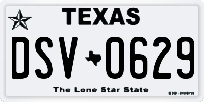 TX license plate DSV0629