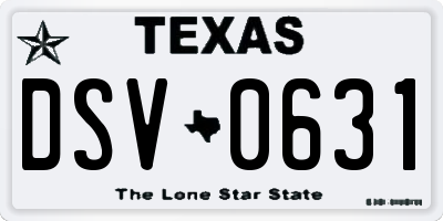 TX license plate DSV0631