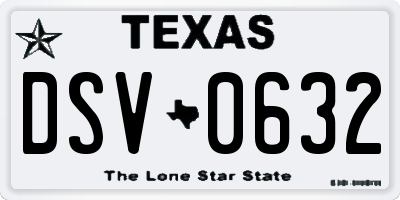 TX license plate DSV0632