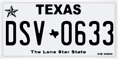 TX license plate DSV0633