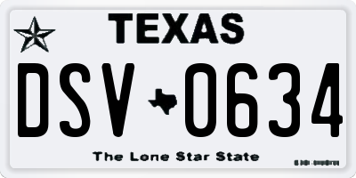 TX license plate DSV0634