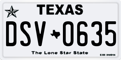 TX license plate DSV0635