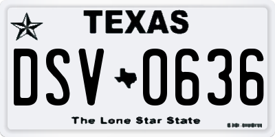 TX license plate DSV0636