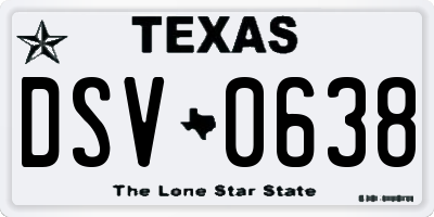 TX license plate DSV0638