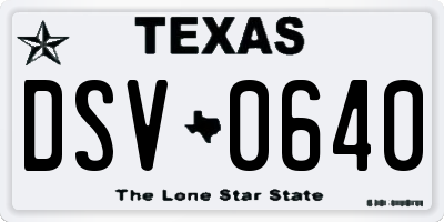 TX license plate DSV0640