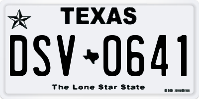 TX license plate DSV0641