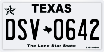 TX license plate DSV0642