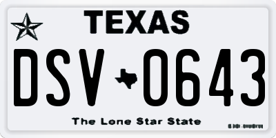 TX license plate DSV0643