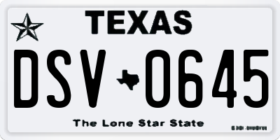 TX license plate DSV0645