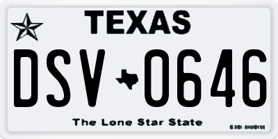 TX license plate DSV0646