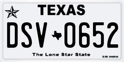 TX license plate DSV0652