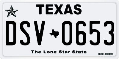 TX license plate DSV0653