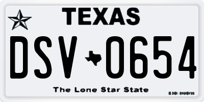 TX license plate DSV0654