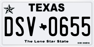 TX license plate DSV0655