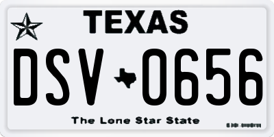 TX license plate DSV0656