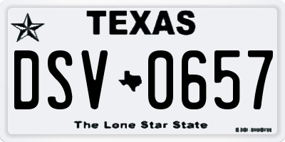 TX license plate DSV0657
