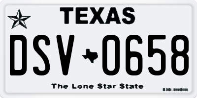 TX license plate DSV0658