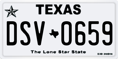 TX license plate DSV0659