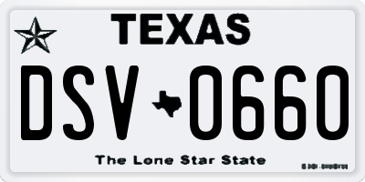 TX license plate DSV0660