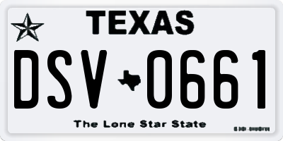 TX license plate DSV0661