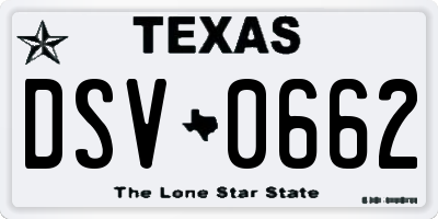 TX license plate DSV0662
