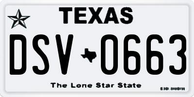 TX license plate DSV0663