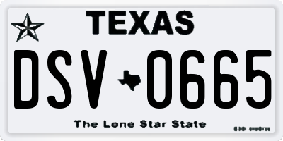 TX license plate DSV0665