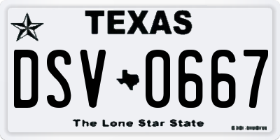 TX license plate DSV0667