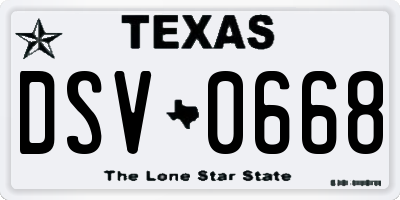 TX license plate DSV0668