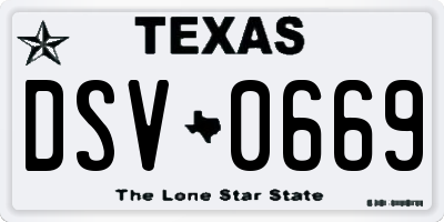 TX license plate DSV0669