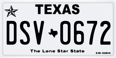 TX license plate DSV0672
