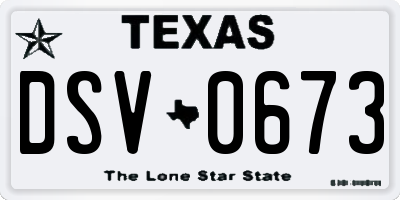 TX license plate DSV0673