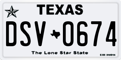TX license plate DSV0674