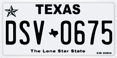 TX license plate DSV0675