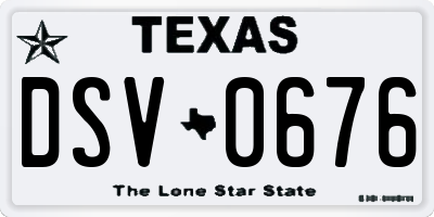 TX license plate DSV0676