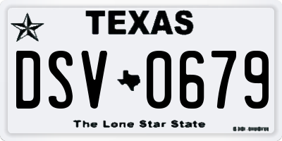 TX license plate DSV0679