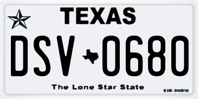 TX license plate DSV0680