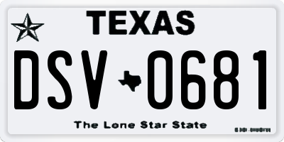 TX license plate DSV0681