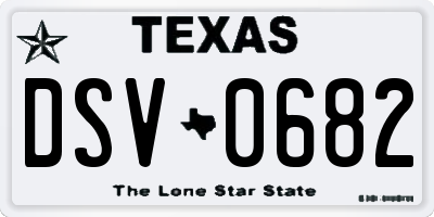 TX license plate DSV0682