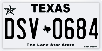 TX license plate DSV0684