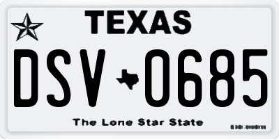 TX license plate DSV0685