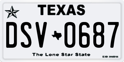 TX license plate DSV0687