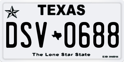 TX license plate DSV0688